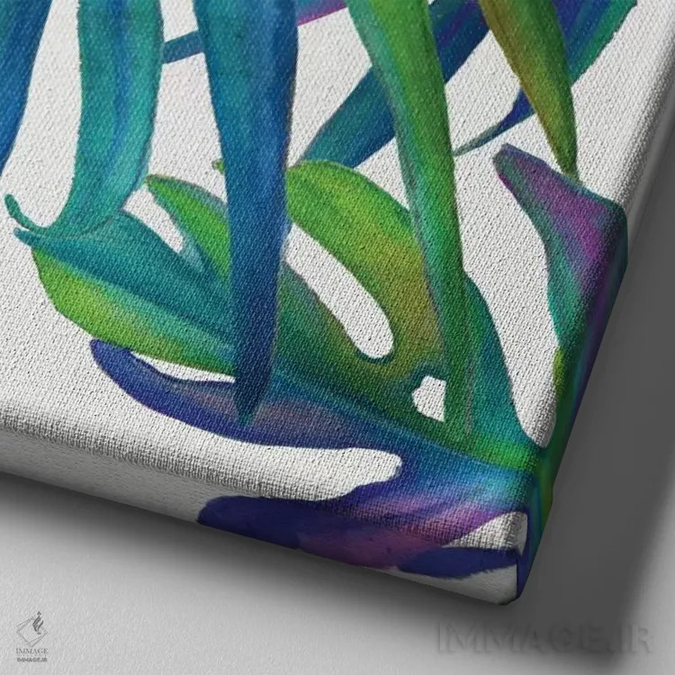 تابلو برگهای رنگارنگ III اثر اوا واتس - نمای نزدیک بافت بوم