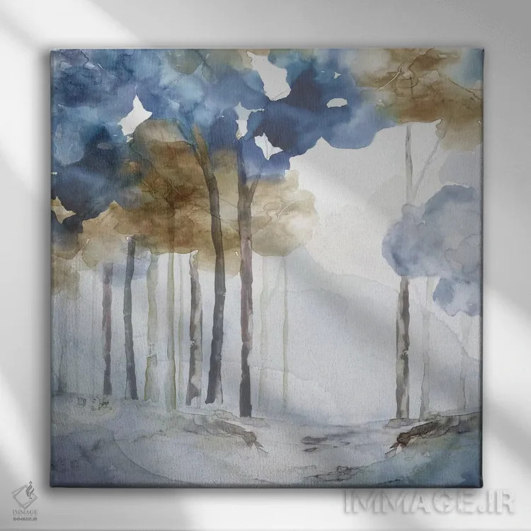 تابلو در جنگل آبی I اثر اوا واتس - نمای روبهرو روی دیوار