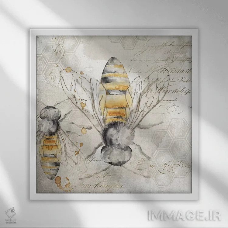 تابلو ملکه زنبور I اثر اوا واتس - نمای قابدار سفید