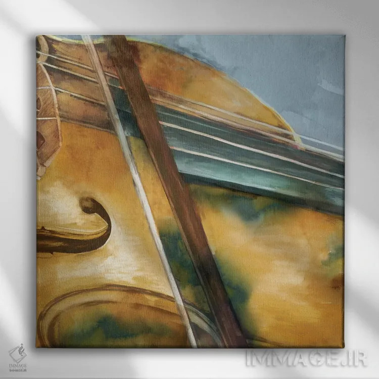 تابلو ویولن موسیقایی اثر اوا واتس - نمای روبهرو روی دیوار