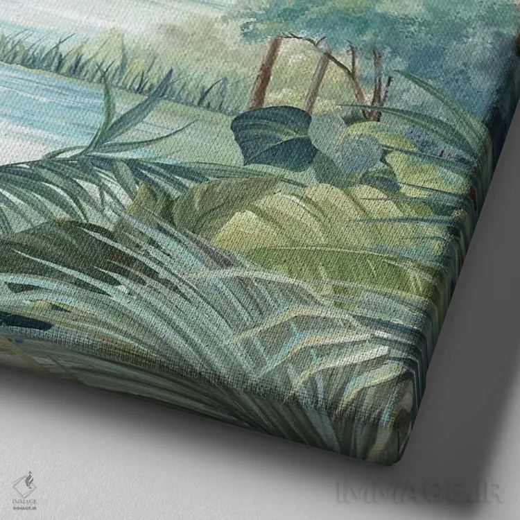 تابلو طاووس اثر اوا واتس - نمای نزدیک بافت بوم