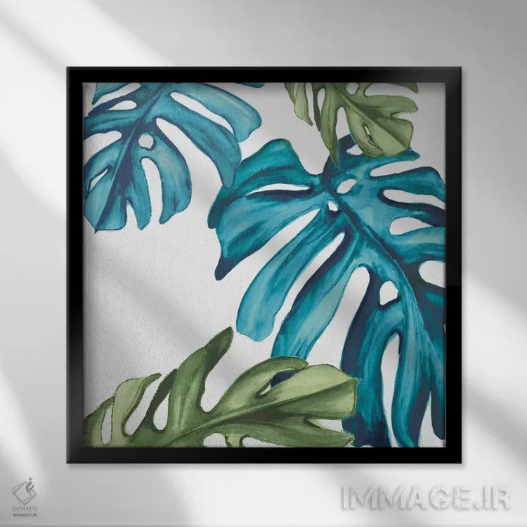 تابلو برگهای نخل I اثر اوا واتس - نمای قابدار مشکی