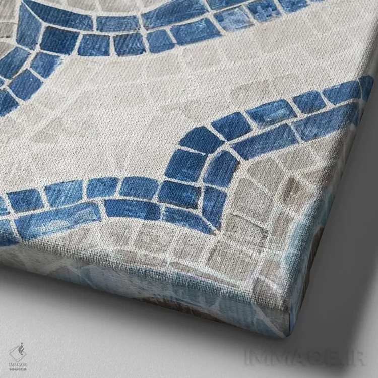 تابلو کاشی مراکشی آبی تک اثر اوا واتس - نمای نزدیک بافت بوم