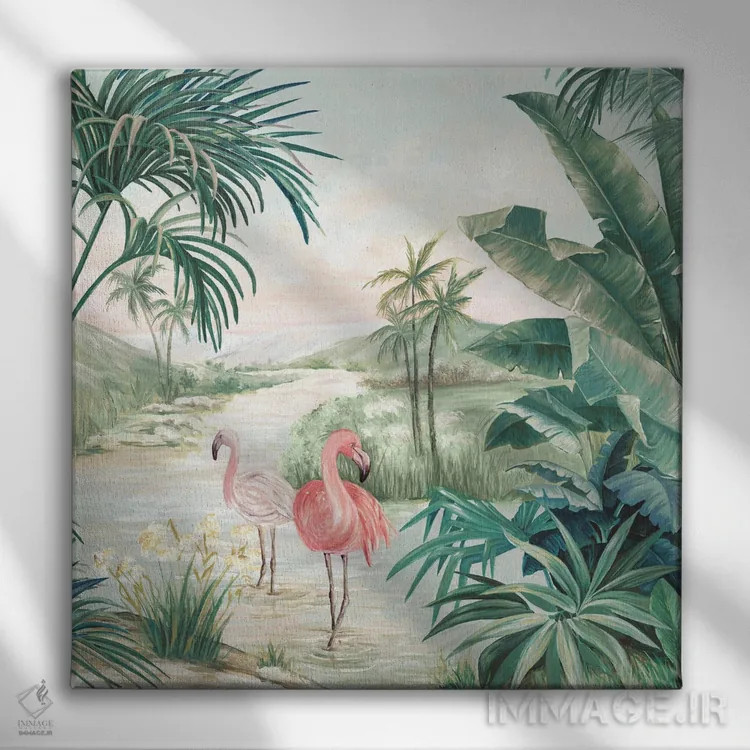 تابلو رؤیای فلامینگو اثر اوا واتس - نمای روبهرو روی دیوار