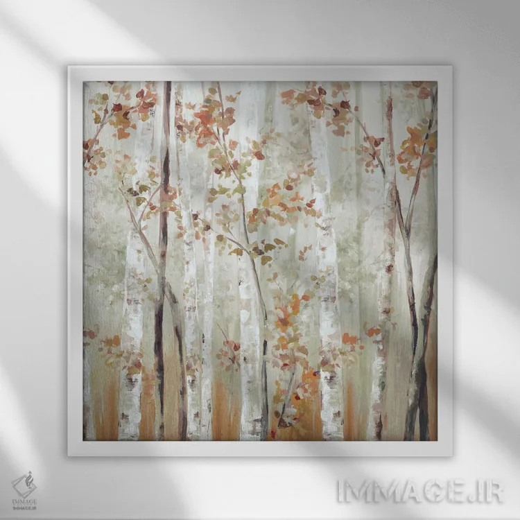 تابلو چوب غان III اثر اوا واتس - نمای قابدار سفید