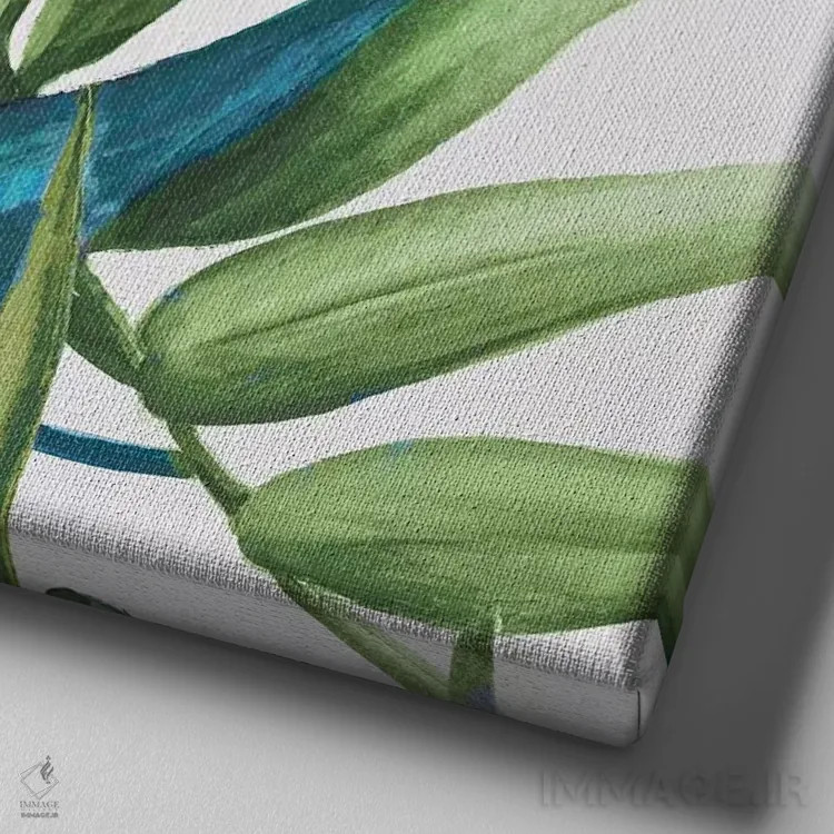 تابلو برگهای نخل IV اثر اوا واتس - نمای نزدیک بافت بوم