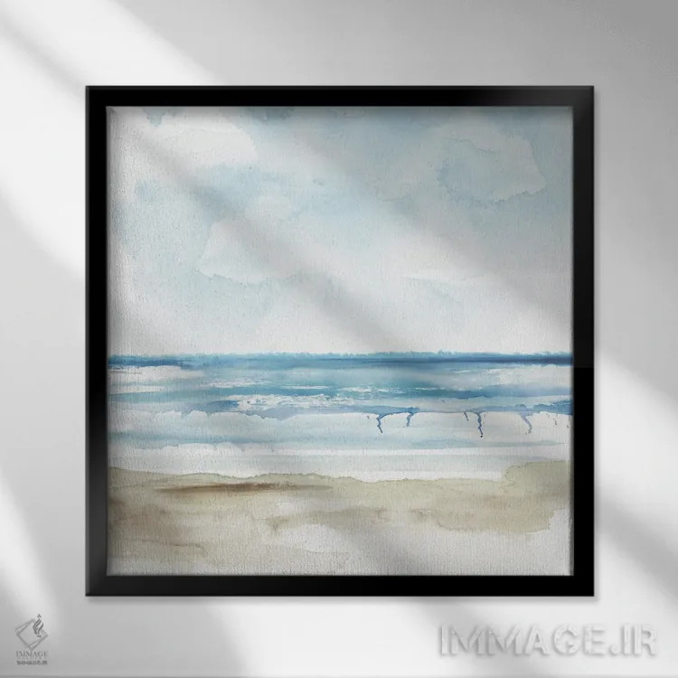 تابلو جَزر و مد آبرنگی اثر اوا واتس - نمای قابدار مشکی