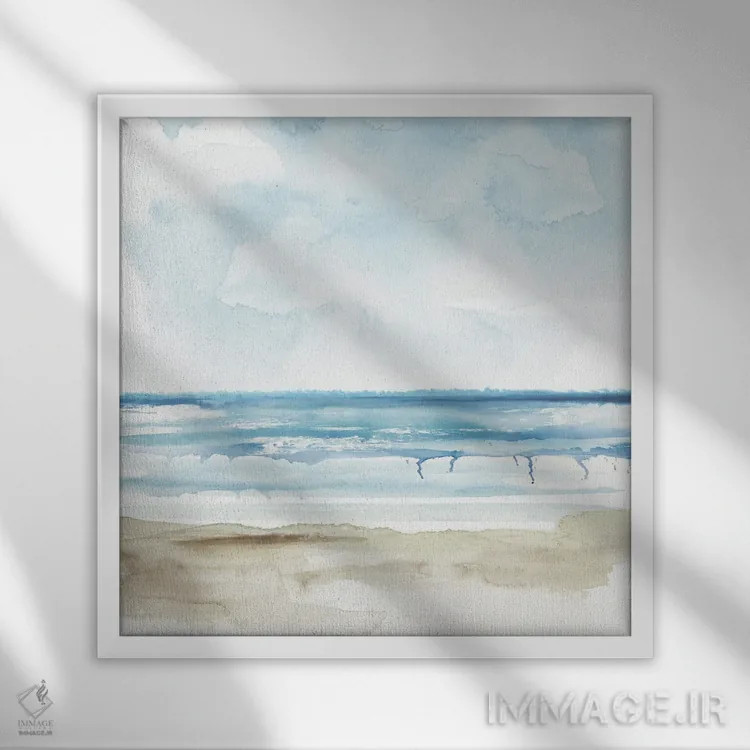 تابلو جَزر و مد آبرنگی اثر اوا واتس - نمای قابدار سفید