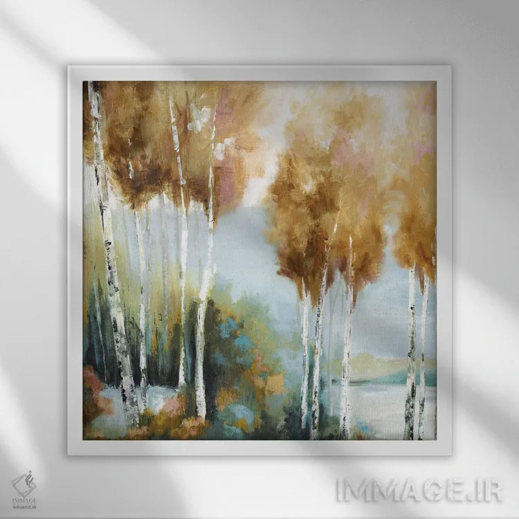 تابلو قلهٔ جنگل اثر اوا واتس - نمای قابدار سفید