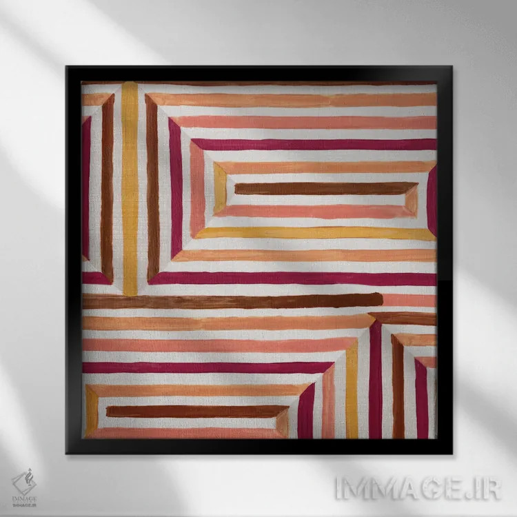 تابلو هزارتوی مایایی ۲ اثر اوا واتس - نمای قابدار مشکی