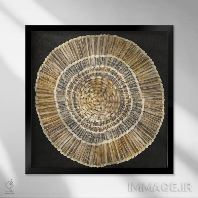 تابلو بشقاب بافته شده از نی اثر اوا واتس - نمای قابدار مشکی