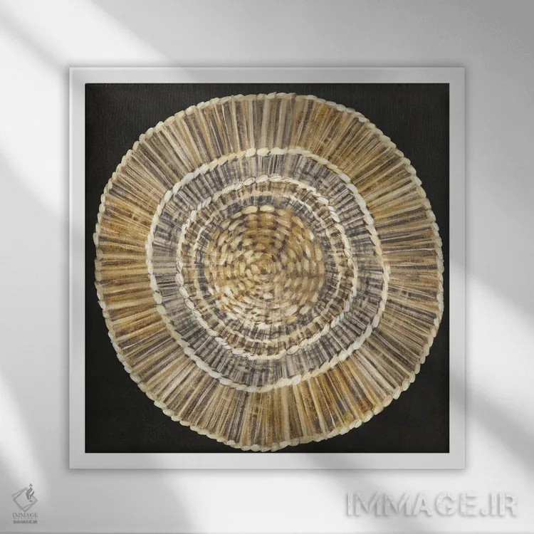 تابلو بشقاب بافته شده از نی اثر اوا واتس - نمای قابدار سفید