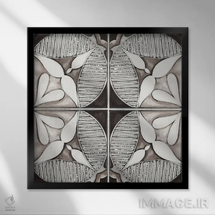 تابلو کاشی تزئینی ۲ اثر اوا واتس - نمای قابدار مشکی