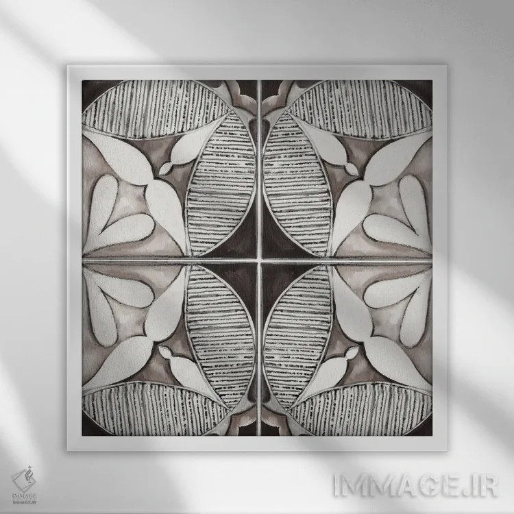 تابلو کاشی تزئینی ۲ اثر اوا واتس - نمای قابدار سفید