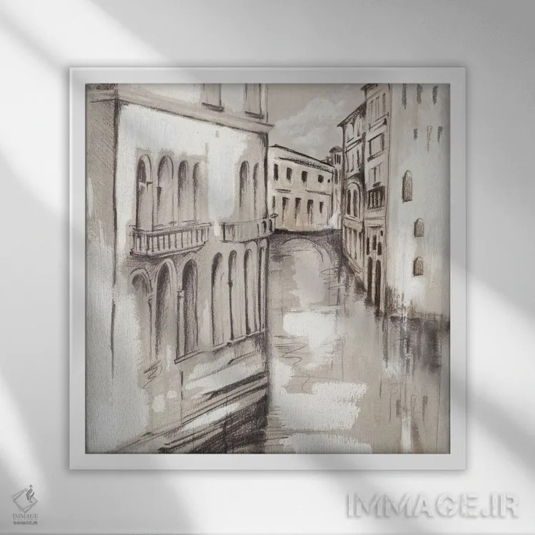 تابلو کانال ونیز (ایتالیا) اثر اوا واتس - نمای قابدار سفید