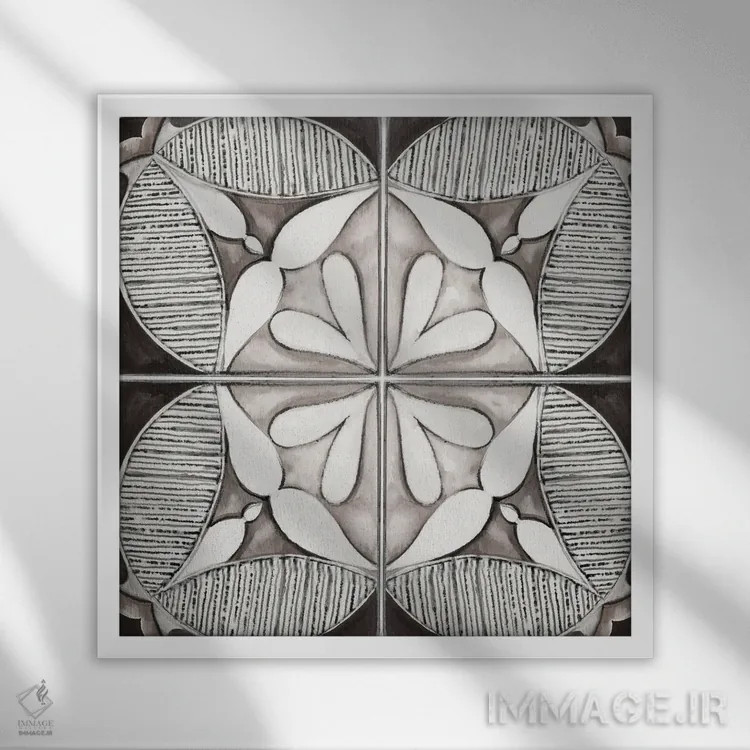 تابلو کاشی تزئینی ۱ اثر اوا واتس - نمای قابدار سفید