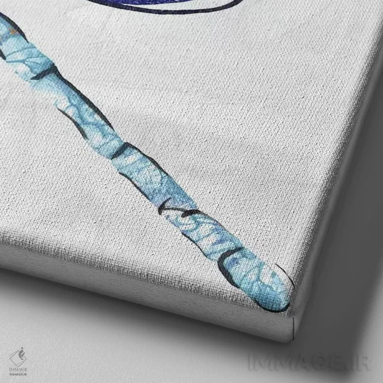 تابلو سنجاقک آبی اثر اوا واتس - نمای نزدیک بافت بوم