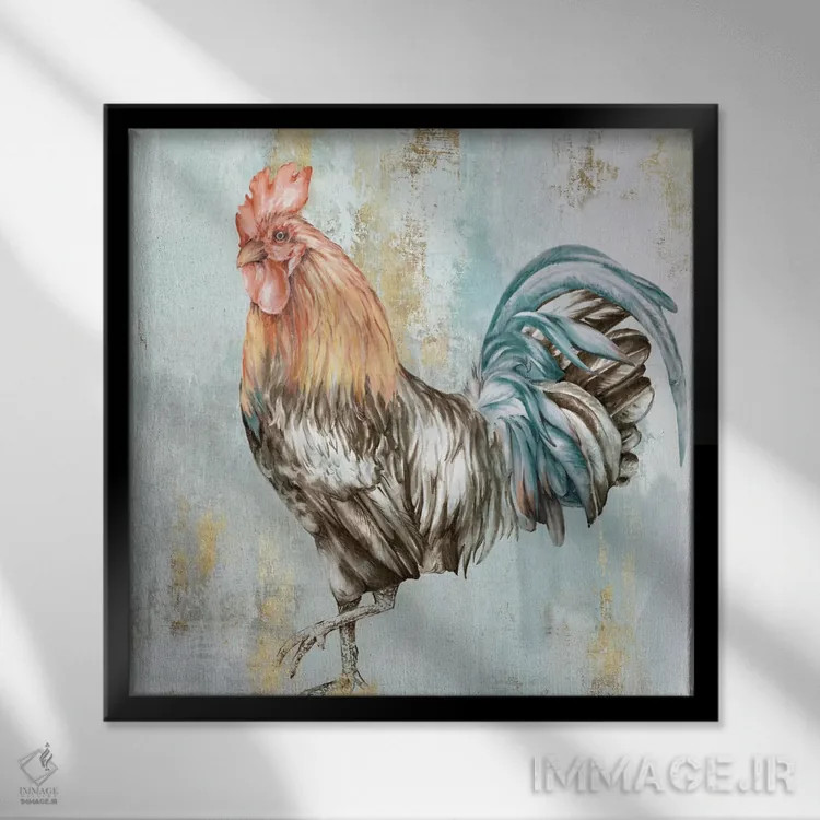 تابلو سروصدای خروس ۲ اثر اوا واتس - نمای قابدار مشکی