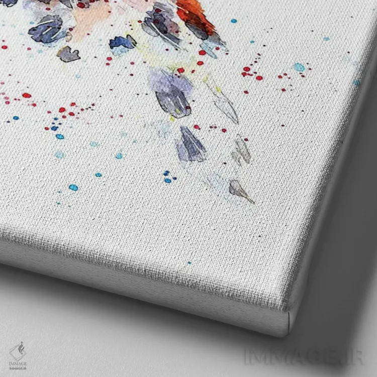 تابلو روباه شکارچی موش ۱ اثر ادز واترکالرز (برند نقاشی آبرنگ) - نمای نزدیک بافت بوم