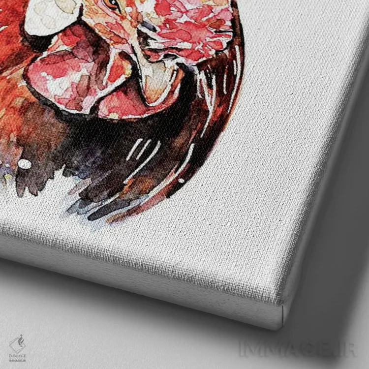 تابلو خروس اثر ادز واترکالرز (برند نقاشی آبرنگ) - نمای نزدیک بافت بوم