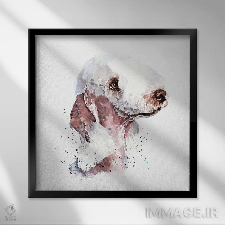 تابلو تِریِر بدلینگتون ۲ اثر ادز واترکالرز (برند نقاشی آبرنگ) - نمای قابدار مشکی