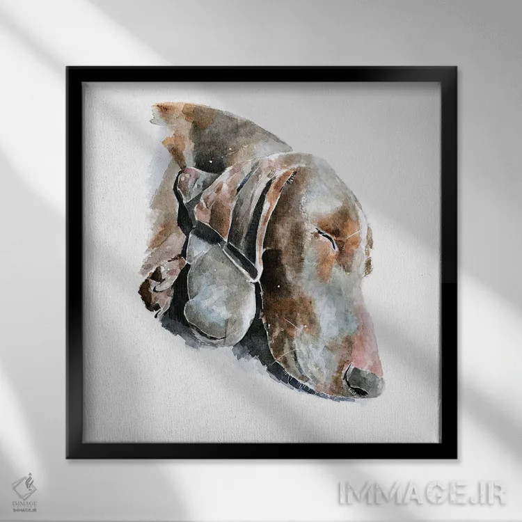 تابلو عشق ابدی وایمارانر (نژاد سگ) اثر ادز واترکالرز (برند نقاشی آبرنگ) - نمای قابدار مشکی