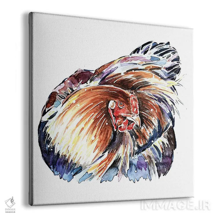 تابلو مرغی با نگاه عصبانی اثر ادز واترکالرز (برند نقاشی آبرنگ) - نمای پرسپکتیو محصول