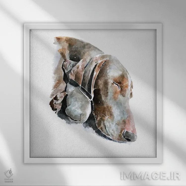 تابلو عشق ابدی وایمارانر (نژاد سگ) اثر ادز واترکالرز (برند نقاشی آبرنگ) - نمای قابدار سفید