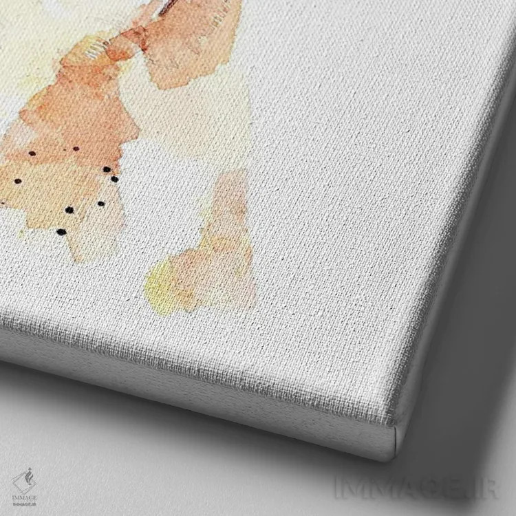 تابلو ویزسلا: یک پنی بابت افکارت (نژاد سگ) اثر ادز واترکالرز (برند نقاشی آبرنگ) - نمای نزدیک بافت بوم