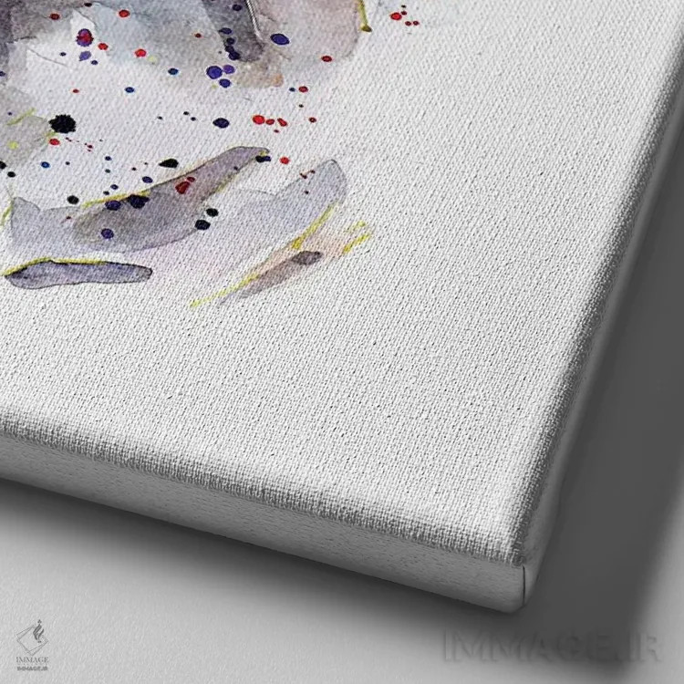 تابلو تکشاخ (موجود افسانهای) اثر ادز واترکالرز (برند نقاشی آبرنگ) - نمای نزدیک بافت بوم