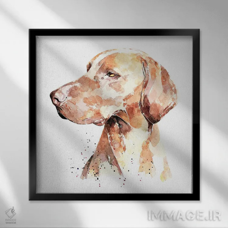 تابلو ویزسلا: یک پنی بابت افکارت (نژاد سگ) اثر ادز واترکالرز (برند نقاشی آبرنگ) - نمای قابدار مشکی