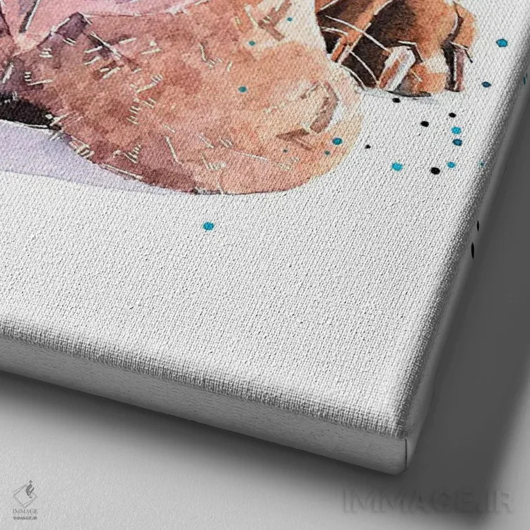 تابلو ویزسلا بیهوش شده (نژاد سگ) اثر ادز واترکالرز (برند نقاشی آبرنگ) - نمای نزدیک بافت بوم