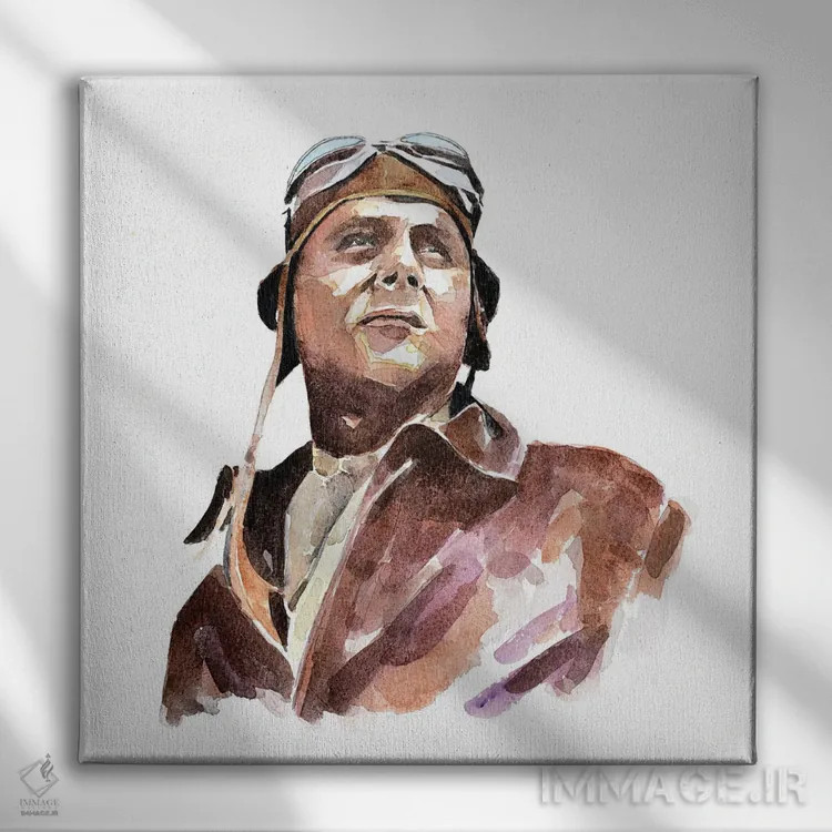 تابلو تلاش جنگی: خلبان جنگ جهانی دوم اثر ادز واترکالرز (برند نقاشی آبرنگ) - نمای روبهرو روی دیوار