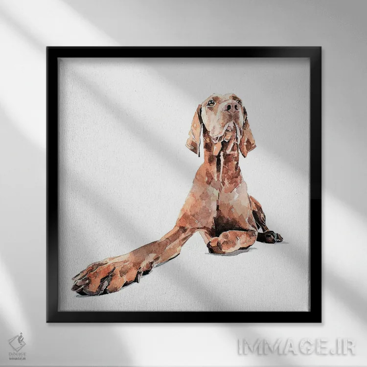 تابلو ویزسلا باشکوه (نژاد سگ) اثر ادز واترکالرز (برند نقاشی آبرنگ) - نمای قابدار مشکی