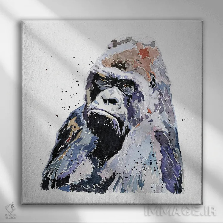 تابلو گوریل پسر بزرگ اثر ادز واترکالرز (برند نقاشی آبرنگ) - نمای روبهرو روی دیوار