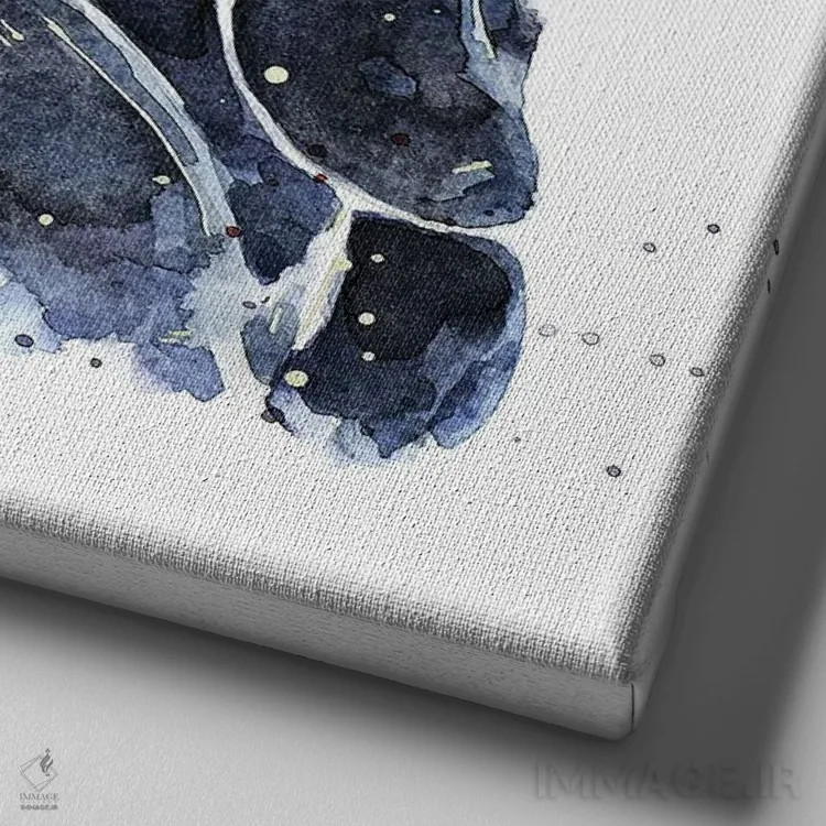 تابلو داشهوند مشکی و قهوهای (نژاد سگ) اثر ادز واترکالرز (برند نقاشی آبرنگ) - نمای نزدیک بافت بوم