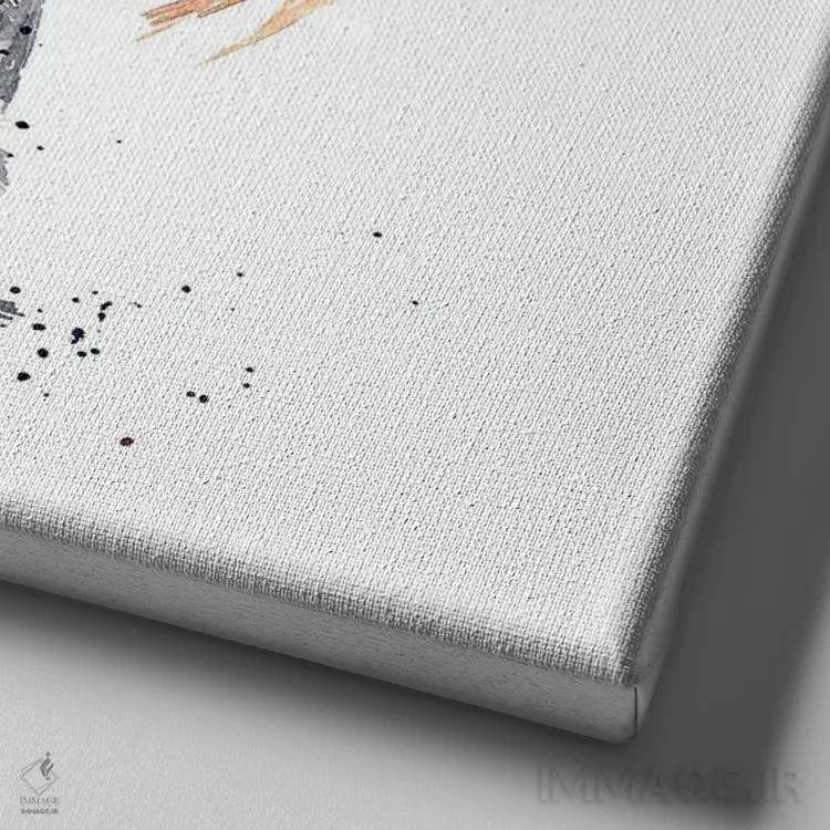 تابلو داشهوند مو سیمی I (نژاد سگ) اثر ادز واترکالرز (برند نقاشی آبرنگ) - نمای نزدیک بافت بوم