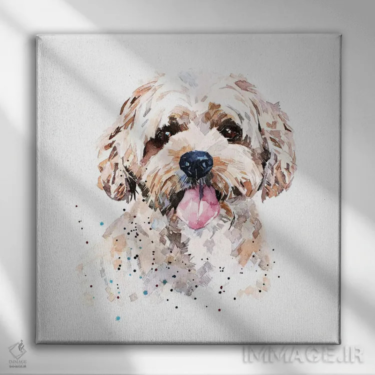 تابلو کوکاپو I (نژاد سگ دورگه) اثر ادز واترکالرز (برند نقاشی آبرنگ) - نمای روبهرو روی دیوار