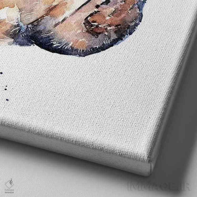 تابلو فرنچ بولداگ (نژاد سگ) اثر ادز واترکالرز (برند نقاشی آبرنگ) - نمای نزدیک بافت بوم