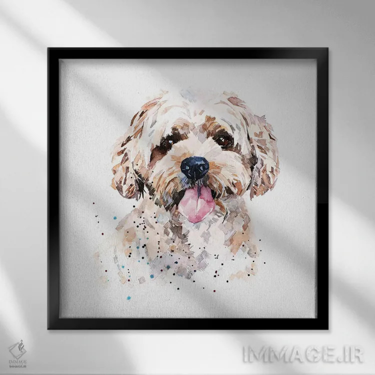 تابلو کوکاپو I (نژاد سگ دورگه) اثر ادز واترکالرز (برند نقاشی آبرنگ) - نمای قابدار مشکی
