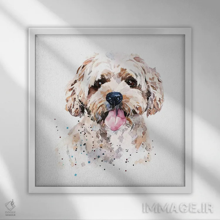 تابلو کوکاپو I (نژاد سگ دورگه) اثر ادز واترکالرز (برند نقاشی آبرنگ) - نمای قابدار سفید