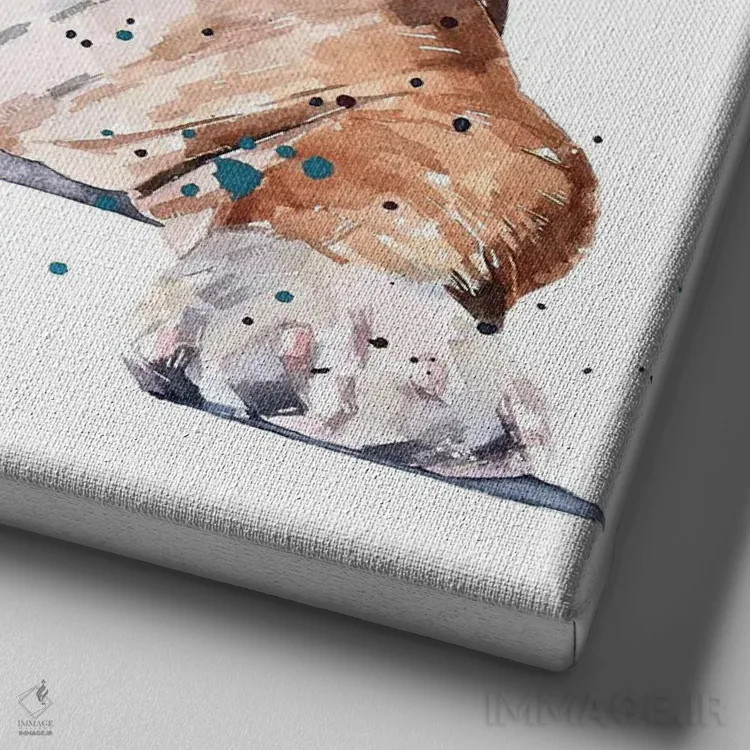 تابلو بولداگ انگلیسی I (نژاد سگ) اثر ادز واترکالرز (برند نقاشی آبرنگ) - نمای نزدیک بافت بوم