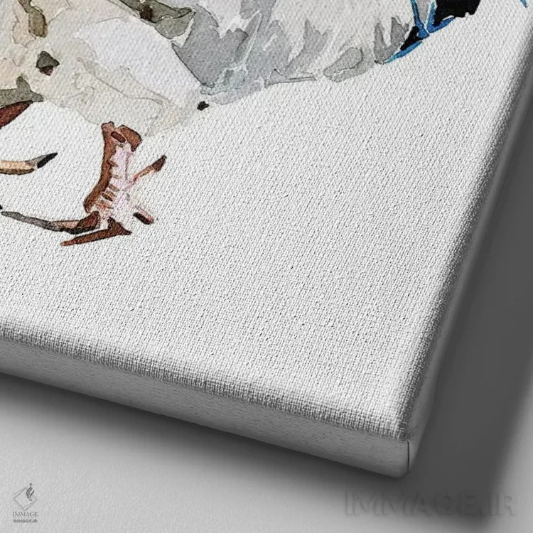 تابلو مرغها اثر ادز واترکالرز (برند نقاشی آبرنگ) - نمای نزدیک بافت بوم