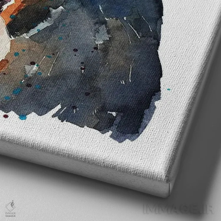 تابلو لبخند دوبرمن (نژاد سگ) اثر ادز واترکالرز (برند نقاشی آبرنگ) - نمای نزدیک بافت بوم