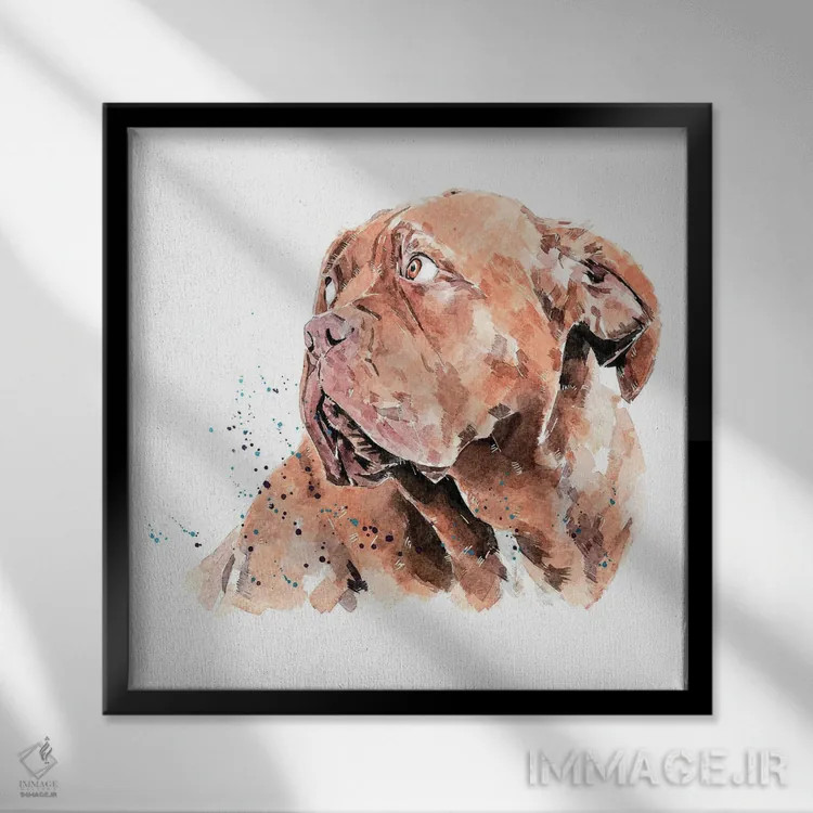 تابلو داگ دو بردو I (نژاد سگ) اثر ادز واترکالرز (برند نقاشی آبرنگ) - نمای قابدار مشکی