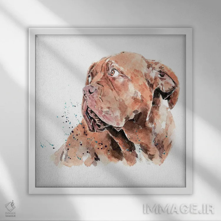 تابلو داگ دو بردو I (نژاد سگ) اثر ادز واترکالرز (برند نقاشی آبرنگ) - نمای قابدار سفید