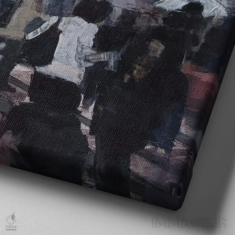 تابلو توکیو ۲۲ ۰۲ اثر ادوارد وارکنتین - نمای نزدیک بافت بوم