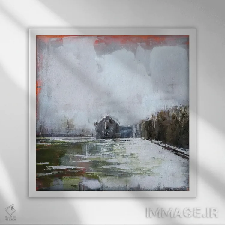 تابلو انبار (اصطبل روستایی) اثر ادوارد وارکنتین - نمای قابدار سفید