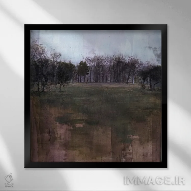 تابلو زمستان. غروب. پارک. اثر ادوارد وارکنتین - نمای قابدار مشکی