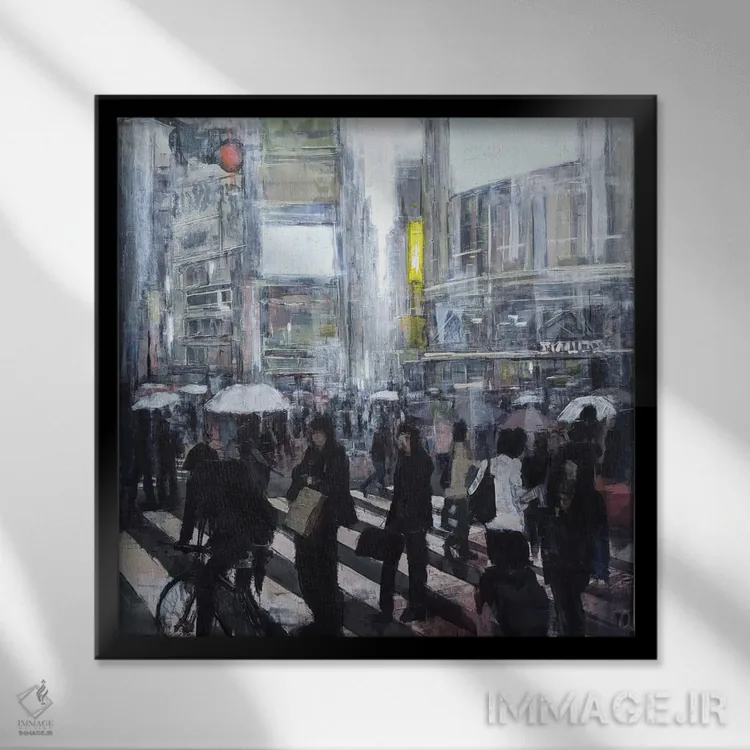 تابلو توکیو ۲۲ ۰۲ اثر ادوارد وارکنتین - نمای قابدار مشکی